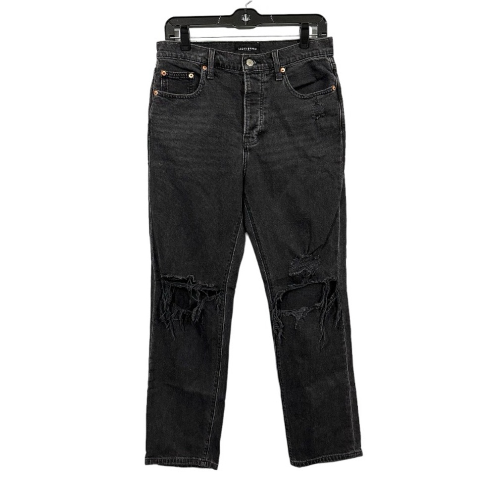 Lucky Brand distressed black jeans 90s loose high rise straight size 2 / 26
